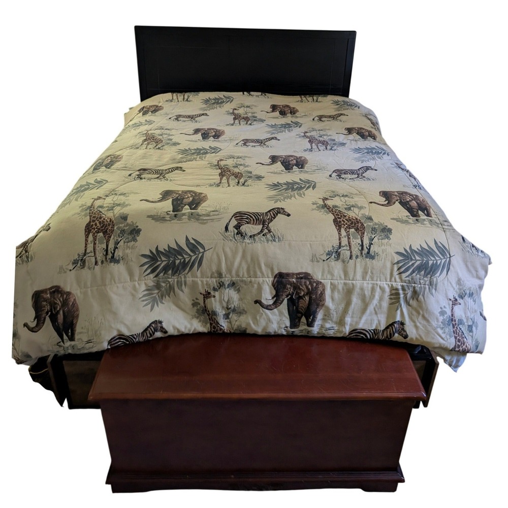 Jungle Safari Reversible Comforter Full 76x86 Zebra Giraffe Elephant USA Made